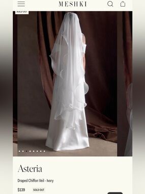 Meshki Ivory Draped Chiffon Veil